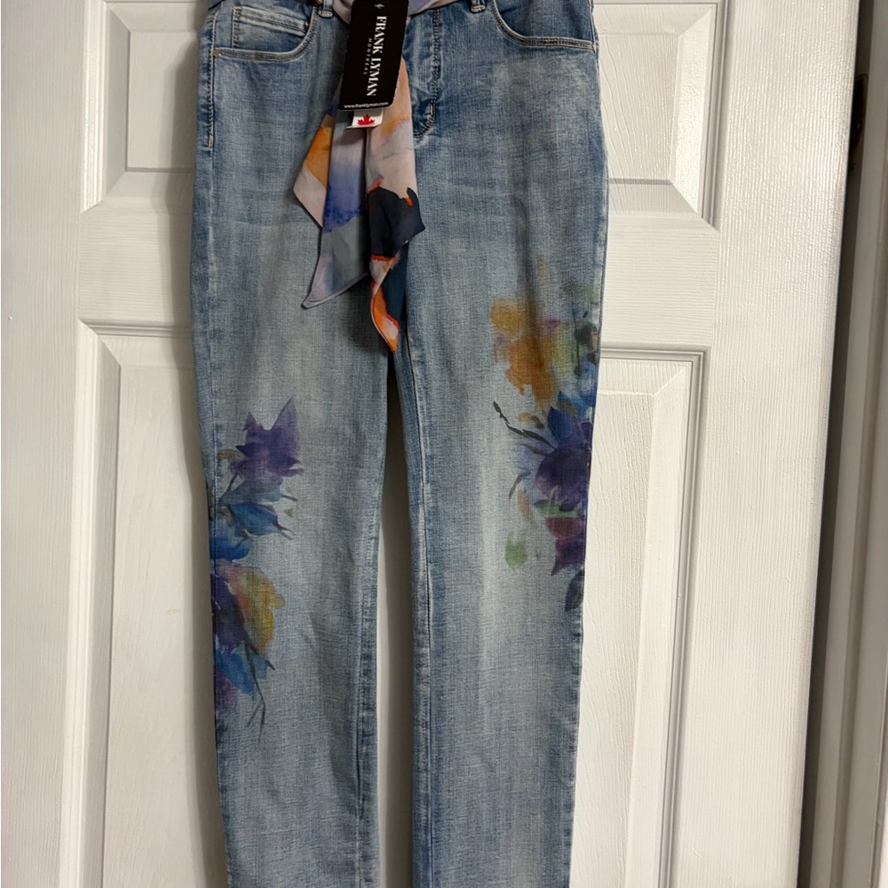 Frank Lyman Design Light Blue Artistic Straight Leg Jeans